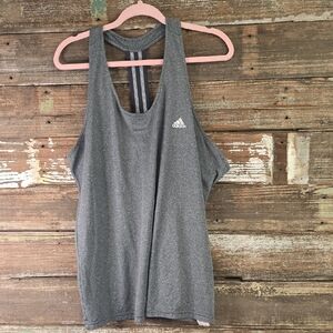 Adidas Gray Racerback Relaxed Tank Top, Plus Size 2X